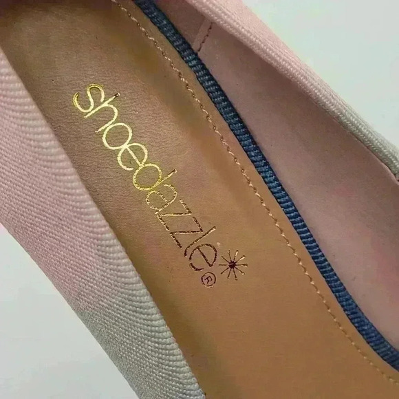 ShoeDazzle High Heels Pumps Denim Size 7.5 Light BLUE SOFT PINK Stiletto Pointed - Picture 9 of 12